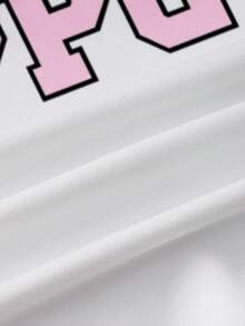 THE POWERPUFF GIRLS X SHEIN Baby Girl Blossom, Bubbles, Buttercup Pattern Color Block Round Neck Short Sleeve Top - White - View 6