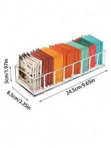 1PC Clear Acrylic Tea Bag Organizer Box With Dividers, Multi-Use Desktop Storage For Coffee, Tea Bags, Office & Kitchen Countertop, Pantry Cabinet, Cosmetic Organization, Reusable School Supplies - Transparent - View 7