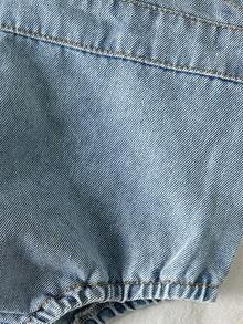 SHEIN Playful Pals Baby Boys' Denim Overalls, Casual, Fashionable, Versatile, Cute Design, Adjustable Straps, Relaxed Fit, Soft Cotton Denim Fabric, Suitable For Spring, Summer, Autumn, Winter - Medium Wash - View 7