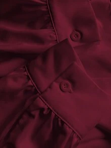 GlowEve CURVE 大码纯色简约休闲长袖衬衫 - 酒紅色 - 查看 3