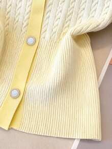 SHEIN Elenzya 优雅无袖高领针织背心，春夏款 - 黃色 - 查看 5