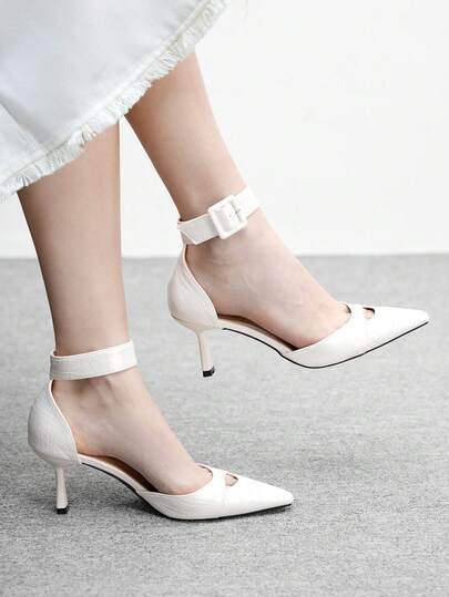 CUCCOO BIZCHIC 女士简约纯色露趾高跟凉鞋