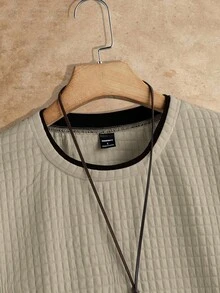 HIMLAND Manfinity Modomio 2pcs Men's Knit Slim Fit Crew Neck Long Sleeve T-Shirt And Elastic Waist Straight Leg Casual Pants Set, Suitable For Autumn And Winter Men Tracksuit - Multicolor - View 4