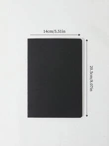 3本A5空白硬纸板黑色笔记本，迷你简约风格，适用于学校、办公室、写作、素描等，每本36张（72页），便携式笔记本，适合学生和专业人士使用。 - 黑色 - 查看 8