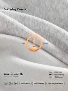 GLOWMODE Everyday Fleece Ready Set Glow Ultra-Soft Warm Loose Fit Adjustable Drawstring Graphic Hoodie Sweatshirt Daily Casual Outdoors Gym Studio Winter Wear - Grey - View 5