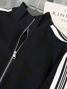 Resyla 2件套撞色条纹夹克和裤子休闲套装 - 彩色 - 查看 5