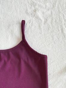 SHEIN Bộ đồ ngủ 3 món thời trang tối giản in hình sao và trăng cho bé gái, gồm áo hai dây và quần short, quần dài. - Màu tím - Xem 4