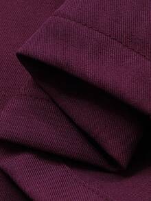 Dazy-Less Đầm nữ màu trơn cổ đứng tay phồng xếp ly thanh lịch kiểu công sở thường ngày. - Màu tím - Xem 7