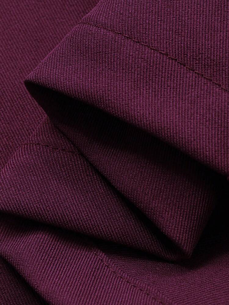 Women's Solid Color Stand Collar Puff Sleeve Pleated Elegant Dress Business Casual Woman Sundress