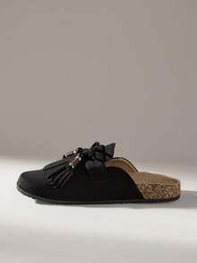 Solecia 女士系带休闲平底鞋，百搭时尚 - 黑色 - 查看 3