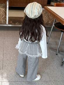 DAZY Baby Girls Casual Mesh Patchwork Korean Style 2 In 1 Bottom - Light Grey - View 4