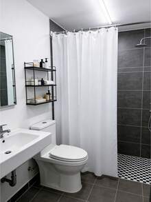 1 件装防水防霉涤纶易清洁纯色浴帘，适用于浴室、酒店、家庭等场所，防水防霉涤纶材质，浴室装饰 - 白色 - 查看 4