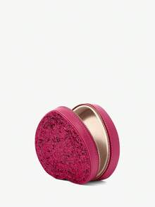 SHECARRY Fashionable Retro Heart Embroidery Handbag Box - Rose Red - View 6