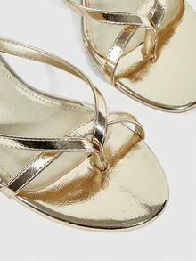 CUCCOO SZL Women's Pointed Toe Stiletto Heel Slip-On Sandals, Elegant Commuter Style High Heels For Summer - Gold - View 5