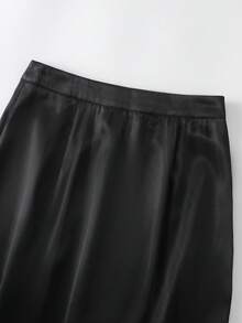 GlowEve 女士优雅简约纯色杏色腰部褶皱叠层上衣搭配黑色直筒裙两件套，秋冬款 - 彩色 - 查看 6