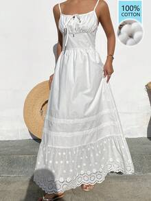 DAZY Spring/Summer Beach Vacation, Valentine's Day, Wedding, Banquet, Ball Gown, Fashion Party, Old Money Inspired White Dress With Waist Cinching For Women - Ivory White - View 1