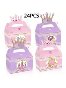 4/12/24pcs Princess Crown Gift Box, Princess-Themed Party Candy And Snack Gift Bag, Paper Box Birthday Party Gift, Holiday Gift - Multicolor - View 13