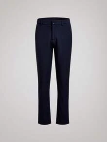 Officeau Celana Kasual Pria Polos, Longgar, Model Lurus, dengan Saku, Lapisan Termal, Musim Gugur/Dingin - Royal Blue - View 3