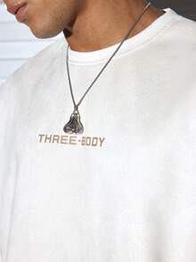 Modcrash 男士夏季字母印花复古短袖T恤，落肩休闲圆领宽松T恤，适合日常通勤、送给男友、外出、春秋夏季复古美式风格，男女皆宜的夏季上衣，适合日常穿着，宽松版型，夏季度假装扮，复古美式风格，男女皆宜，宽松版型夏季套装——适合日常穿着和夏季度假装扮。 - 杏色 - 查看 6