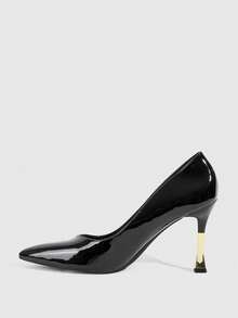 CUCCOO SZL Women's Pointed Toe Color Block High Heel Pumps, Stylish Sexy Commuter Dress Shoes For Work, Party, Evening - Black - View 4