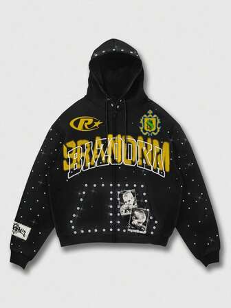 Street Life Herren Streetwear Grafik Muster Kapuzen Langarm Sweatshirt