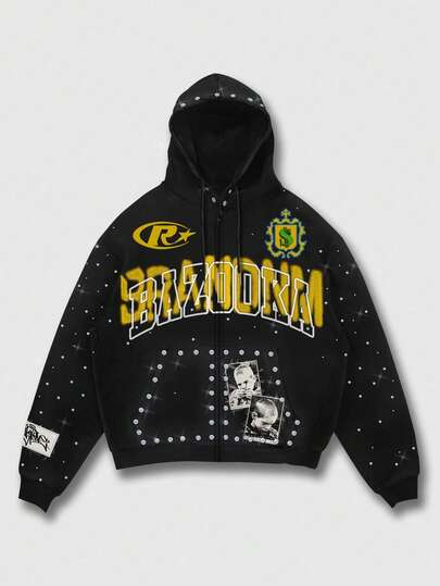 Street Life Men's Street Graphic Print Hooded Long Sleeve Sweatshirt Sweatshirt