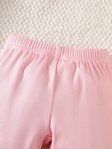 SHEIN 新生儿爱心印花连体衣套装 - 淺粉色 - 查看 8