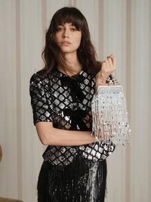 SHEIN SXY Red Clutch Bag For Women, Fashion Minimalist Design, Customizable, Classic Versatile, Faux Feather Decor, Bright Pink, Suitable For Cocktail Party, Party, Prom, Club, Date, Birthday, Formal Dinner, Valentine's Day, New Year - Silver - View 7