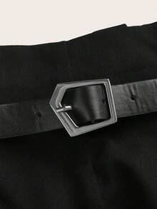 SHEIN Tall High-Waisted Retro Straight Black Trousers, Casual Daily Wear, Autumn And Winter Women's Bottoms, Business Casual Women's Wear, 90s Wear, Homecoming, Korean Fashion, Office Wear, Renaissance, Old Money Style, Prom, , Goth, , Festival,New Year,Valentine - Black - View 11