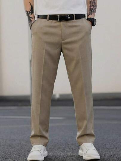 Hombre formal clásico pantalón de vestir tela ligera ajuste recto primavera verano oficina reuniones pantalón elegante