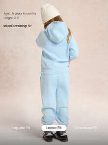 GLOWMODE Kids Wear Everyday Fleece Ready Set Glow Ultra-Soft Warm Loose Fit Adjustable Drawstring Graphic Hoodie Sweatshirt Daily Casual Outdoors Gym Studio Winter Wear - Baby Blue - View 2