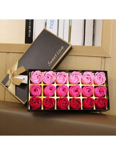 Caja de regalo de 18 piezas de rosas de jabón, caja de regalo de flores de jabón, regalo para el Día de San Valentín, Día de la Madre, cumpleaños, regalo acompañante de flores artificiales, pequeño regalo para festivales, color no especificado