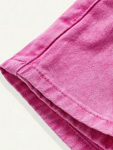 Cozy Pixies Baby Girls' Spring And Summer Boho Casual High Waist Wrap Front Denim Skort,Girls Summer Break Outfits - Pink - View 4