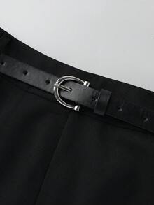 SHEIN Franclia 女士两件套：立领短袖开衫，纽扣闭合设计；复古印花高腰A字裤，附赠黑色腰带；休闲时尚日常穿着 - 彩色 - 查看 7