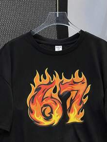 SHEIN 青少年男童宽松街头风短袖短裤套装 - 彩色 - 查看 4