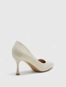 CUCCOO BIZCHIC Scarpin Feminino de Bico Fino, Salto Fino Médio, Elegante, Casual, Confortável, Slip-On, Escritório, Trabalho, Commute, Vestido, Salto Alto Formal, Ocasião, Festa, Casamento - Damasco de leite - Visão 9