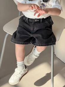 DAZY Baby Boys' Loose Korean Style Pocket Washed Denim Shorts Summer - Black - View 4
