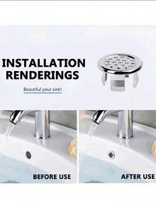 4 Buah Cincin Penutup Lubang Pembuangan Air Wastafel Plastik Berlapis Krom - Desain Halus dengan Lubang Pembuangan Berlubang, Pemasangan Mudah dengan Sistem Jepit untuk Wastafel Dapur dan Kamar Mandi, Suku Cadang Pengganti Tahan Korosi, Perlindungan dari Luapan Air pada Wastafel - Perak - View 8