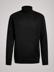 Officeau 1 pieza Suéter de cuello alto casual y deportivo para hombres, cómodo y con forro térmico, ajuste slim, apto para actividades en casa y al aire libre, puede ser un regalo para parejas, material 100% poliéster, disponible en varios colores, top de manga larga - Negro - Ver 1