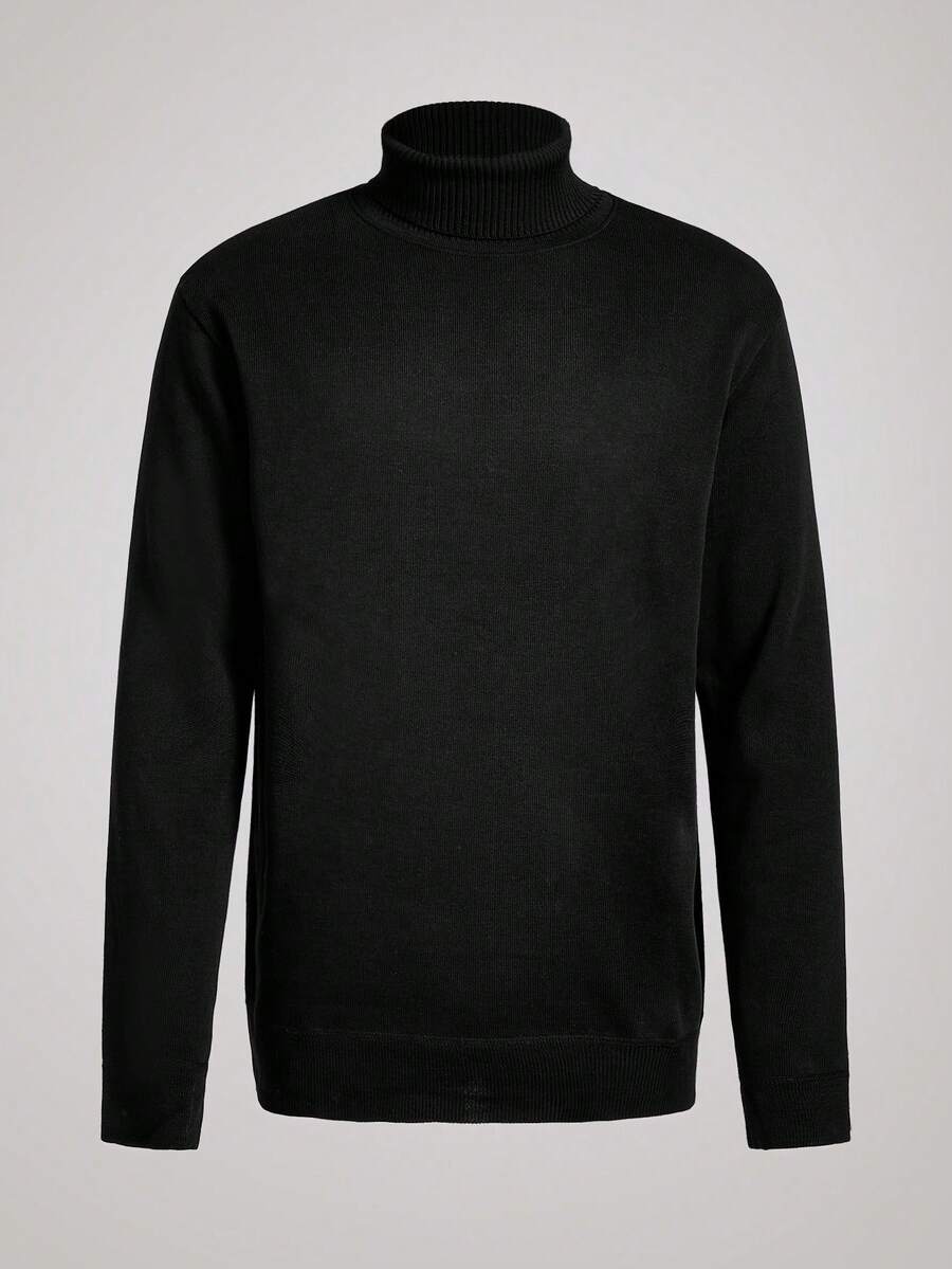 Officeau 1 pieza Suéter de cuello alto casual y deportivo para hombres, cómodo y con forro térmico, ajuste slim, apto para actividades en casa y al aire libre, puede ser un regalo para parejas, material 100% poliéster, disponible en varios colores, top de manga larga - Negro - Ver 1