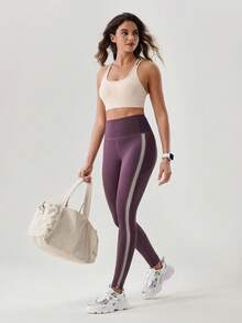 OutZeal Women Tummy Control High Waistband Built-In Mesh Pocket Outdoor Legging Daily Casual - Red Violet - View 5