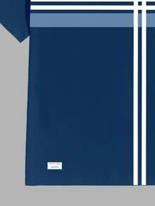 Manfinity RelaxMax Men's Striped Crew Neck Short Sleeve Casual Versatile T-Shirt - Blue - View 4