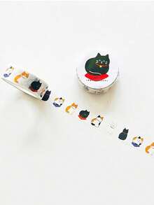 1 pieza Cinta Washi con diseño de gato lindo de 15mm*5m, cinta adhesiva de papel con dibujos animados para decoración de álbumes y diarios - Albaricoque - Ver 17