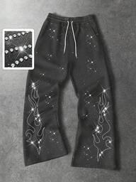 Street Life Men's Rhinestone Decor Fashion Sweatpants