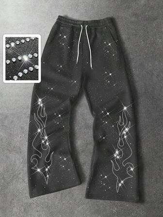 Street Life Pantalon de survêtement mode avec décoration de strass pour hommes