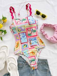 Soleia Women's Summer Vacation Beach Fruit Print Bodysuit - Multicolor - View 1