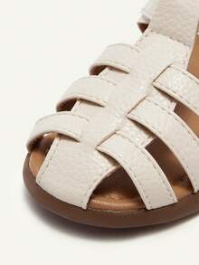 Cozy Pixies 1双夏季百搭田园风休闲软底镂空平底凉鞋，适合幼儿男童 - 米白色 - 查看 6