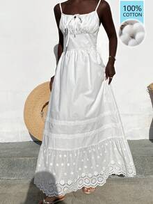 DAZY Spring/Summer Beach Vacation, Valentine's Day, Wedding, Banquet, Ball Gown, Fashion Party, Old Money Inspired White Dress With Waist Cinching For Women - Ivory White - View 5