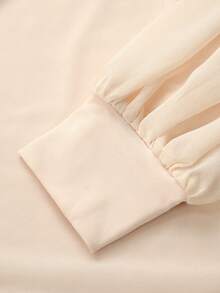 Selianne Chiffon Lightweight & Graceful 3D Rose Asymmetrical Shoulder Blouse - Apricot - View 5