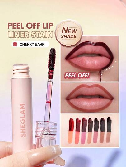 SHEGLAM Fall In Line Peel Off Lip Liner Stain-Cherry Bark Lip Combo Brand Beauty Makeup Face Paint Cosmetic For Women Girls Perfect For Winter Ideal For Y2K Fancy Fashion Suitable For Birthday Gift Party Ready Best Color